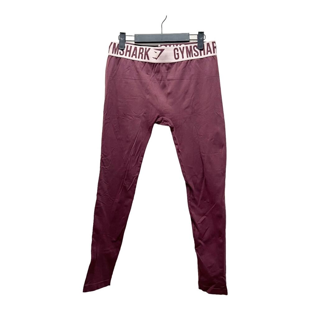 Gymshark Flex Seamless Burgundy Logo Waist Activewear Athletic Leggings Size Med